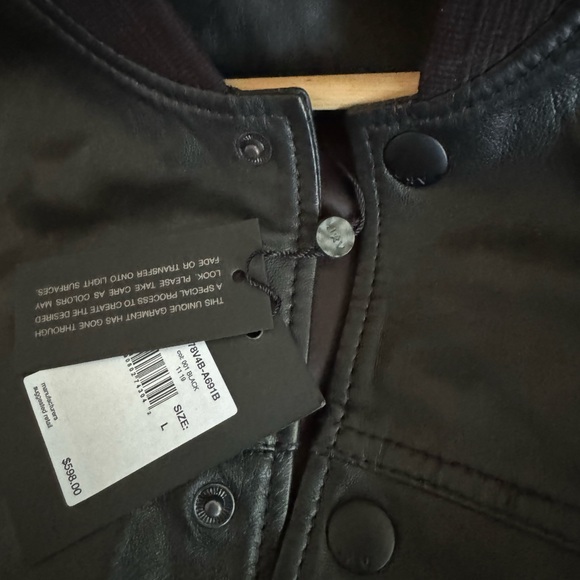 John Varvatos leather and wool baseball jacket - Picture 5 of 7